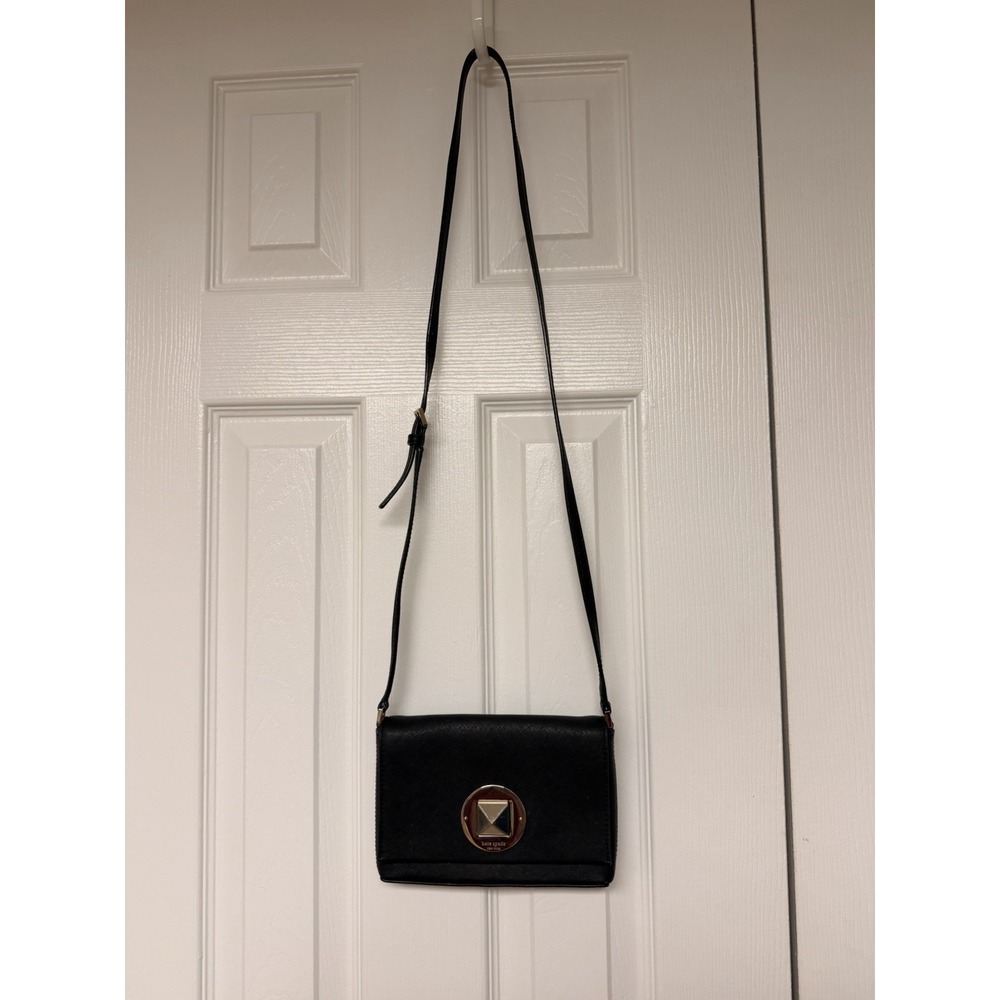 Kate Spade Newbury Lane Sally Crossbody‎ Black Saffiano Leather Gold Lock